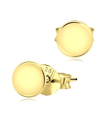 Gold Plated Round Disc Stud Earrings STS-2404-GP